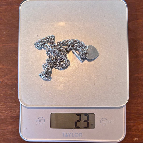 Sterling silver Tiffany style toggle heart necklace - Picture 2 of 3